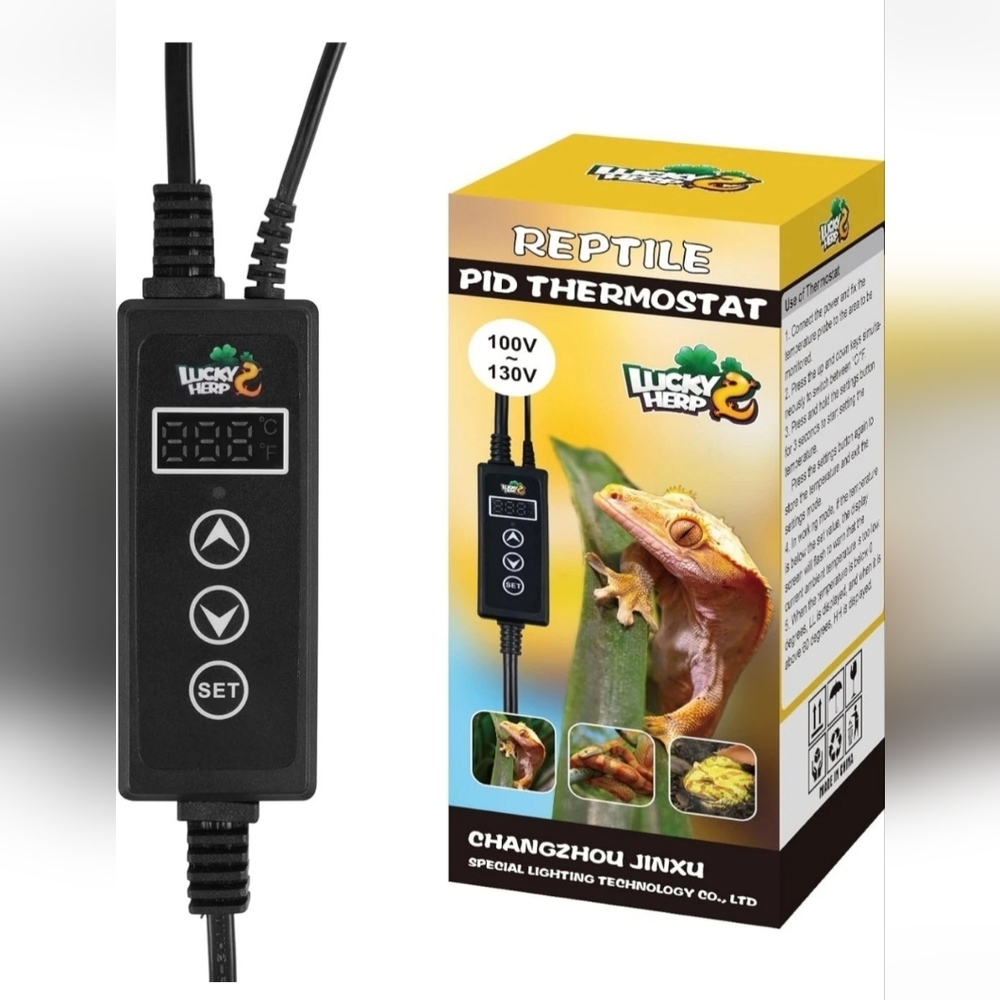LUCKY HERP Reptile Dimming Thermostat, Reptile Heat Lamp Temperature Controller